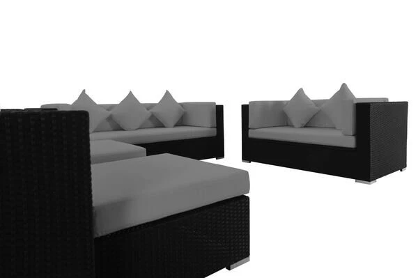 OUTFLEXX Loungemöbel-Set, Schwarz, Polyrattan, Für 9 Personen, Wasserfeste Kissenbox 8 OUTFLEXX Loungemöbel-Set, Schwarz, Polyrattan, Für 9 Personen, Wasserfeste Kissenbox – Bild 6