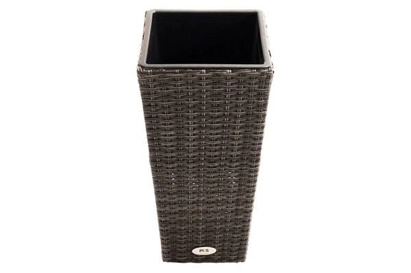 Ploß Rocking Pflanzgefäß, Grau/braun-meliert, Polyrattan, Konisch, 28x28x60 Cm, Kunststoffeinsatz 8 Ploß Rocking Pflanzgefäß, Grau/braun-meliert, Polyrattan, Konisch, 28x28x60 Cm, Kunststoffeinsatz – Bild 6