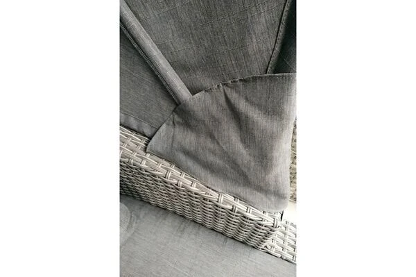 OUTFLEXX Fontana Loungebett, Grau, Polyrattan, Doppel-halbrund, Mit Unterschiebbaren Hockern, Dach Klappbar 8 OUTFLEXX Fontana Loungebett, Grau, Polyrattan, Doppel-halbrund, Mit Unterschiebbaren Hockern, Dach Klappbar – Bild 6