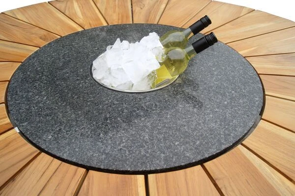 STERN Cardiff Esstischgruppe, Silber/silbergrau, Edelstahl/FSC-Teak, Tisch Ø 170 Cm, 6 Multipositionssessel 8 STERN Cardiff Esstischgruppe, Silber/silbergrau, Edelstahl/FSC-Teak, Tisch Ø 170 Cm, 6 Multipositionssessel – Bild 6