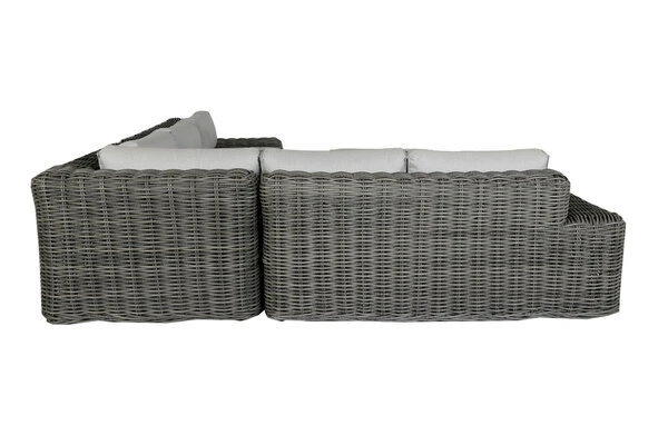 OUTFLEXX Ecklounge, Two Tone Grey, Polyrattan, 6 Personen, Inkl. Tisch/Hocker 90 X 90 Cm Und Polster In Grau 8 OUTFLEXX Ecklounge, Two Tone Grey, Polyrattan, 6 Personen, Inkl. Tisch/Hocker 90 X 90 Cm Und Polster In Grau – Bild 6