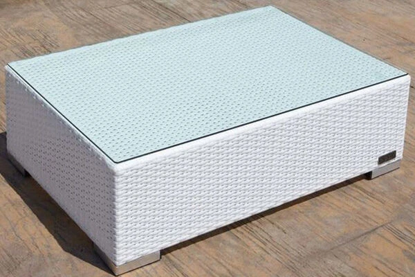 OUTFLEXX Kaffeetisch, Weiß, Polyrattan, 95x65cm, Inkl. Glasplatte 8 OUTFLEXX Kaffeetisch, Weiß, Polyrattan, 95x65cm, Inkl. Glasplatte – Bild 6