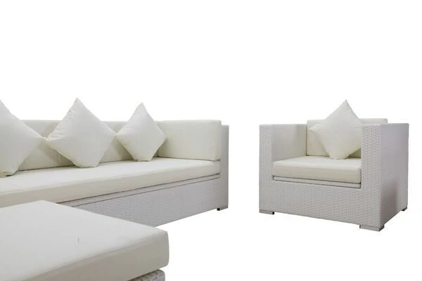 OUTFLEXX Loungemöbel-Set, Weiß, Polyrattan, Für 6 Personen, Wasserfeste Kissenbox 8 OUTFLEXX Loungemöbel-Set, Weiß, Polyrattan, Für 6 Personen, Wasserfeste Kissenbox – Bild 6