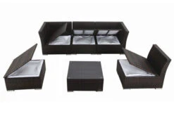 OUTFLEXX Loungemöbel-Set, Braun Marmoriert, Polyrattan, Inkl. Kaffeetisch, Für 5 Personen, Wasserfeste Kissenbox -Gartenladen 6 7759 BOX B.jpg