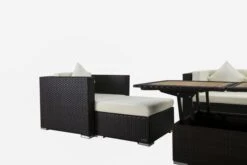 OUTFLEXX Lounge-Set, 5 Personen, Braun, Polyrattan, Inkl. Loungetisch, Wasserfeste Kissenbox -Gartenladen 7 1298 BOX D.jpg