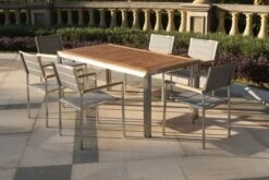 OUTFLEXX Stuhl, Silber, Edelstahl/Textilene, Padded, Armlehnen Aus FSC-Teakholz, 62x56,5x86cm 15 OUTFLEXX Stuhl, Silber, Edelstahl/Textilene, Padded, Armlehnen Aus FSC-Teakholz, 62x56,5x86cm -Gartenladen 7 13515.jpg