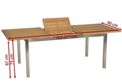 STERN Cardiff Esstischgarnitur, Taupe/grau, Edelstahl/Textil, 162/220 X 90 Cm, 6 Pers., FSC-Teakholz 15 STERN Cardiff Esstischgarnitur, Taupe/grau, Edelstahl/Textil, 162/220 X 90 Cm, 6 Pers., FSC-Teakholz -Gartenladen 7 16511.jpg