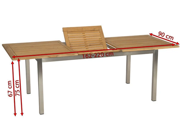 STERN Cardiff Esstischgarnitur, Taupe/grau, Edelstahl/Textil, 162/220 X 90 Cm, 6 Pers., FSC-Teakholz 9 STERN Cardiff Esstischgarnitur, Taupe/grau, Edelstahl/Textil, 162/220 X 90 Cm, 6 Pers., FSC-Teakholz – Bild 7