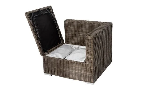 OUTFLEXX Eckelement Links, Grau, Polyrattan, 82 X 82 X 70 Cm, Verstellbare Sitzfläche, Wasserfeste Kissenbox 9 OUTFLEXX Eckelement Links, Grau, Polyrattan, 82 X 82 X 70 Cm, Verstellbare Sitzfläche, Wasserfeste Kissenbox – Bild 7