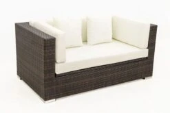 OUTFLEXX 2-Sitzer Sofa, Braun Marmoriert, Polyrattan, 152 X 85 X 70 Cm, Wasserfeste Kissenbox -Gartenladen 8 15734 2 BOX.jpg