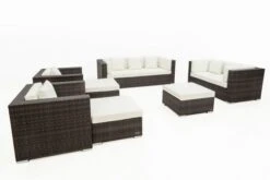 OUTFLEXX Loungemöbel-Set, Braun Marmoriert, Polyrattan, 9 Pers, Wasserfeste Kissenbox, Inkl. Beistelltisch -Gartenladen 8 16062 BOX B.jpg