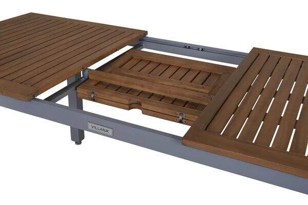 VILLANA Esstischgarnitur, Silber/schwarz, Alu / FSC-Akazienholz, Ausziehtisch 150/200 Cm, 4 Stapelsessel 10 VILLANA Esstischgarnitur, Silber/schwarz, Alu / FSC-Akazienholz, Ausziehtisch 150/200 Cm, 4 Stapelsessel – Bild 8