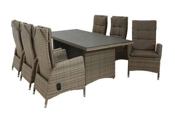 Ploß Elba Esstischgarnitur, Champagner-meliert/savanna, 200 X 95 Cm, Polyrattan/Alu, 13-tlg. 10 Ploß Elba Esstischgarnitur, Champagner-meliert/savanna, 200 X 95 Cm, Polyrattan/Alu, 13-tlg. – Bild 8