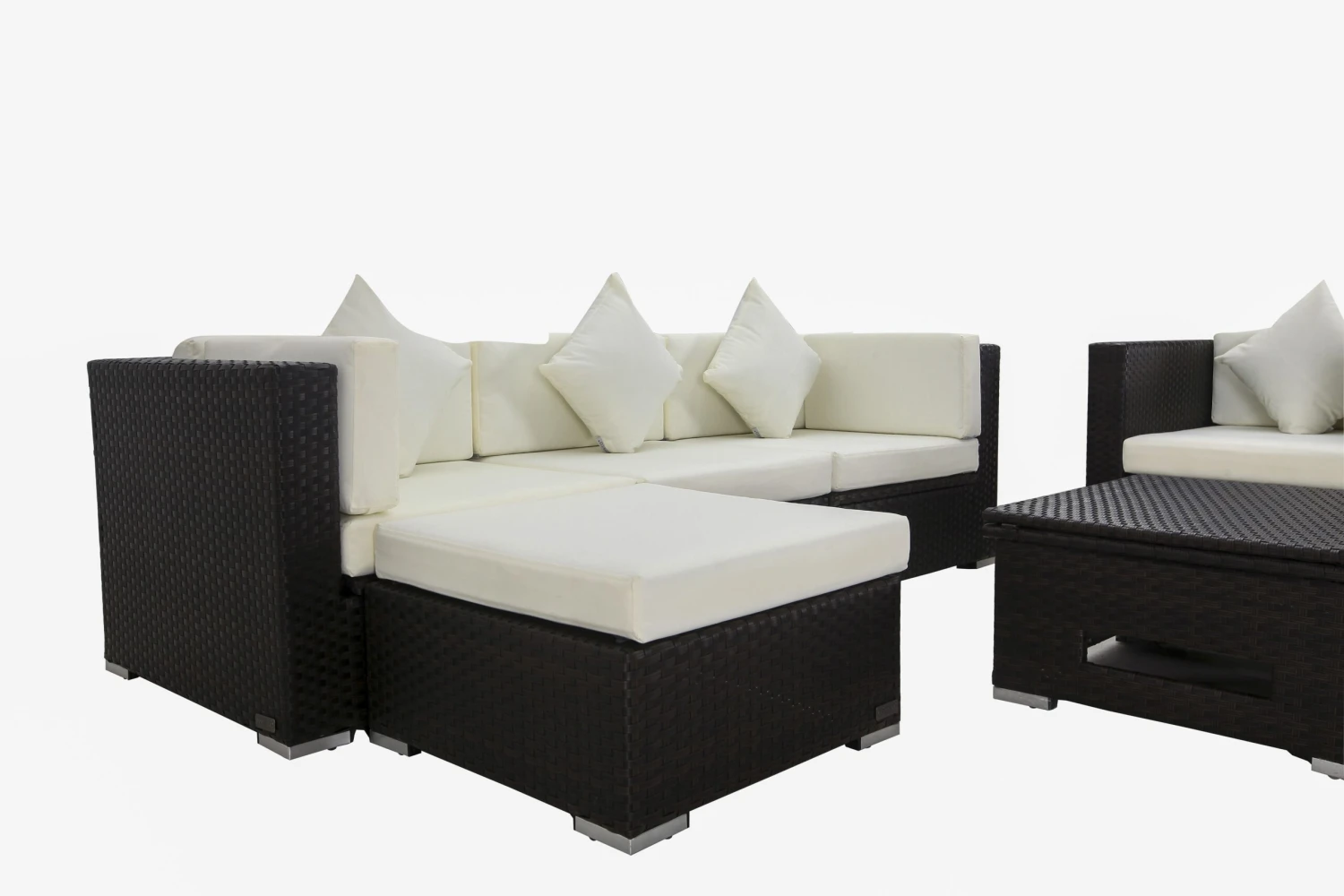 OUTFLEXX Loungemöbel-Set, Braun, Polyrattan, Für 5 Personen, Inkl. Loungetisch, Wasserfeste Kissenbox 13 OUTFLEXX Loungemöbel-Set, Braun, Polyrattan, Für 5 Personen, Inkl. Loungetisch, Wasserfeste Kissenbox – Bild 11