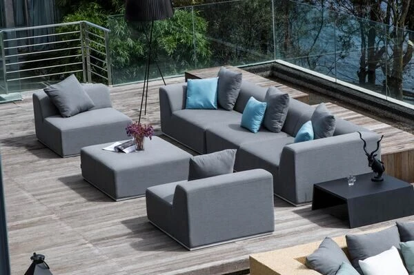 OUTFLEXX Buddha Loungeset, Flanelle, Alu/Sunbrella, 7-8 Personen, Inkl. Dekokissen 6 OUTFLEXX Buddha Loungeset, Flanelle, Alu/Sunbrella, 7-8 Personen, Inkl. Dekokissen – Bild 4