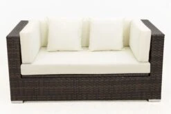 OUTFLEXX 2-Sitzer Sofa, Braun Marmoriert, Polyrattan, 152 X 85 X 70 Cm, Wasserfeste Kissenbox -Gartenladen 9 15734 2 BOX.jpg