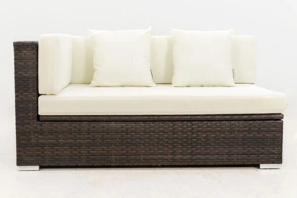 OUTFLEXX 2-Sitzer Ecksofa, Braun Marmoriert, Polyrattan, 145 X 85 X 70 Cm, Wasserfeste Kissenbox, Armlehne Re. 11 OUTFLEXX 2-Sitzer Ecksofa, Braun Marmoriert, Polyrattan, 145 X 85 X 70 Cm, Wasserfeste Kissenbox, Armlehne Re. – Bild 9