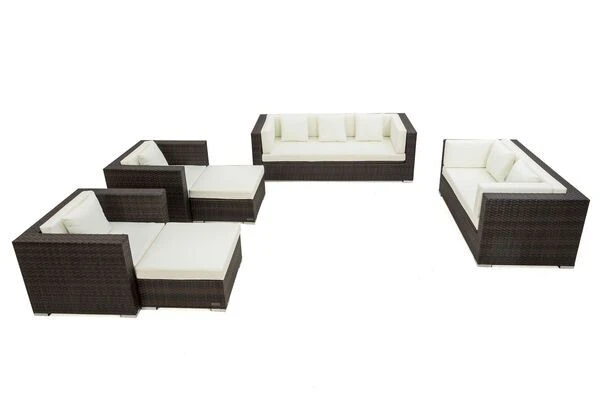 OUTFLEXX Loungemöbel-Set, Braun Marmoriert, Polyrattan, 9 Pers, Wasserfeste Kissenbox 11 OUTFLEXX Loungemöbel-Set, Braun Marmoriert, Polyrattan, 9 Pers, Wasserfeste Kissenbox – Bild 9