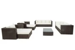 OUTFLEXX Loungemöbel-Set, Braun Marmoriert, Polyrattan, 9 Pers, Wasserfeste Kissenbox, Inkl. Beistelltisch -Gartenladen 9 16062 BOX B.jpg