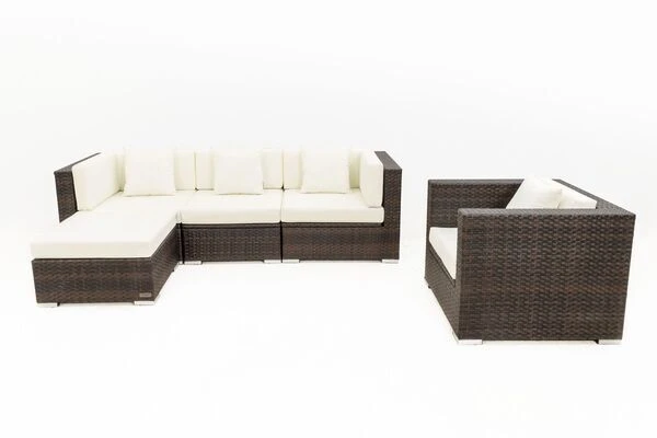 OUTFLEXX Loungemöbel-Set, Braun Marmoriert, Polyrattan, 5 Pers, Wasserfeste Kissenbox 11 OUTFLEXX Loungemöbel-Set, Braun Marmoriert, Polyrattan, 5 Pers, Wasserfeste Kissenbox – Bild 9
