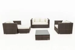 OUTFLEXX Loungemöbel-Set, Polyrattan, Braun Marmoriert, 5 Pers, Wasserfeste Kissenbox, Inkl. Beistelltisch 20 OUTFLEXX Loungemöbel-Set, Polyrattan, Braun Marmoriert, 5 Pers, Wasserfeste Kissenbox, Inkl. Beistelltisch -Gartenladen 9 16066 BOX B.jpg