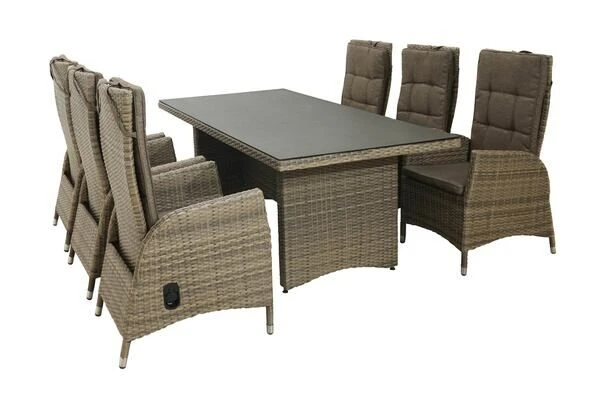 Ploß Elba Esstischgarnitur, Champagner-meliert/savanna, 200 X 95 Cm, Polyrattan/Alu, 13-tlg. 11 Ploß Elba Esstischgarnitur, Champagner-meliert/savanna, 200 X 95 Cm, Polyrattan/Alu, 13-tlg. – Bild 9