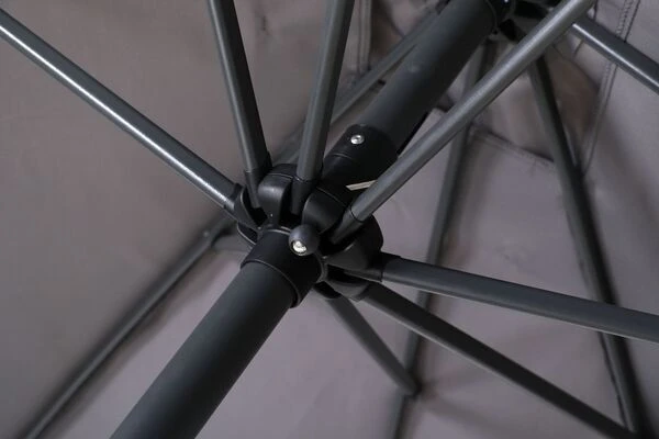 OUTFLEXX Mittelstockschirm, Hellgrau, Pulverbesch. Aluminium/Polyester PA-beschichtet, 270x150cm 11 OUTFLEXX Mittelstockschirm, Hellgrau, Pulverbesch. Aluminium/Polyester PA-beschichtet, 270x150cm – Bild 9