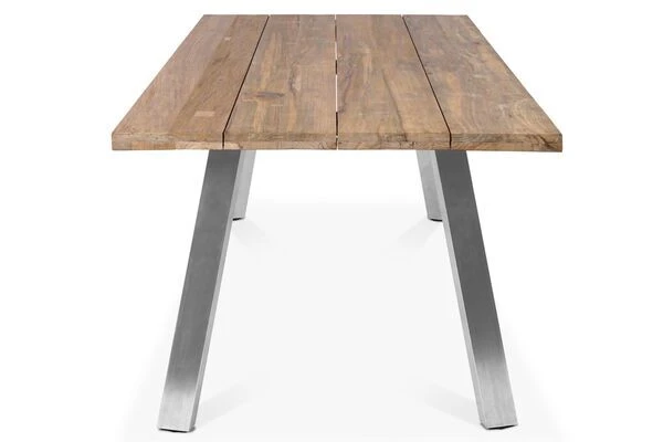 STERN Cardiff Esstischgruppe, Silber/silbergrau, Edelstahl/Teak, Tisch 160 X 90 Cm, 4 Stapel-, 2 Multipositionssessel 11 STERN Cardiff Esstischgruppe, Silber/silbergrau, Edelstahl/Teak, Tisch 160 X 90 Cm, 4 Stapel-, 2 Multipositionssessel – Bild 9