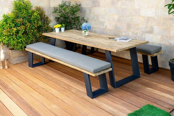 OUTFLEXX Zero Esstischgarnitur, Dark Grey/natur, Alu/recycled FSC-Teak, Esstisch 240x100cm, 2x Bank 240x40cm 11 OUTFLEXX Zero Esstischgarnitur, Dark Grey/natur, Alu/recycled FSC-Teak, Esstisch 240x100cm, 2x Bank 240x40cm – Bild 9