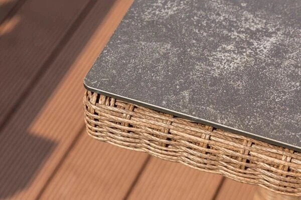 OUTFLEXX Dining Set, Hellbraun, Polyrattan, Tisch 200x95cm, Spraystone, 6mm, 6 Dining Sessel, Verstellbar 11 OUTFLEXX Dining Set, Hellbraun, Polyrattan, Tisch 200x95cm, Spraystone, 6mm, 6 Dining Sessel, Verstellbar – Bild 9